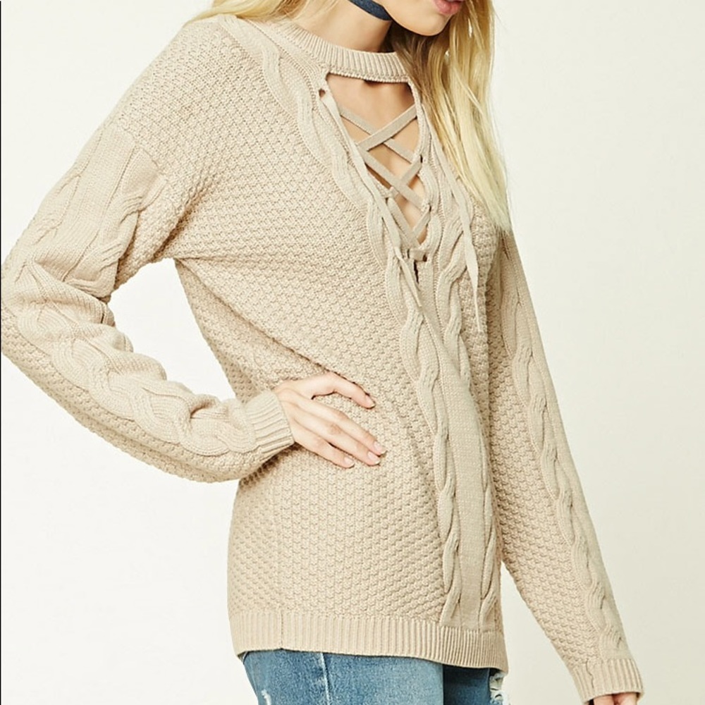 Contemporary Lace-Up Sweater